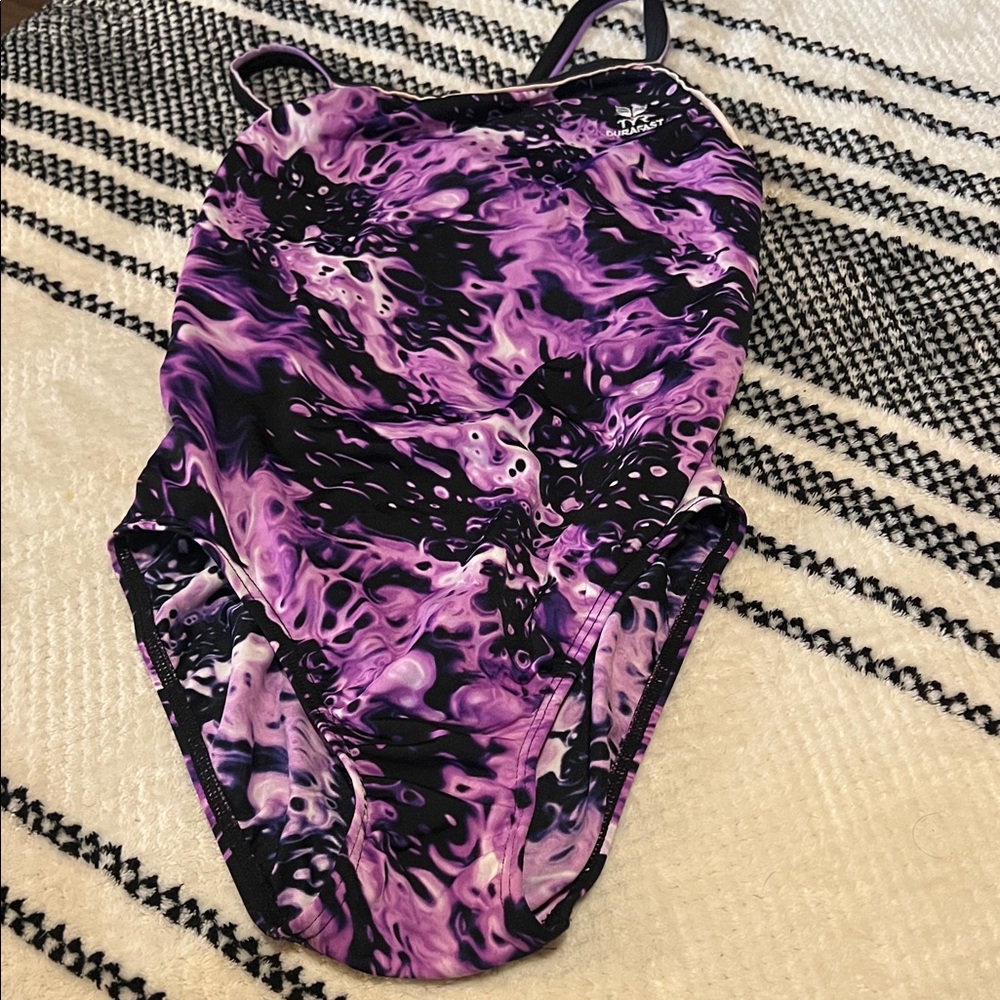 TYR Women's One Piece Swimsuit - Purple and Black Swirl